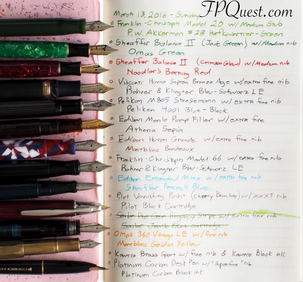 Currently Inked fountain pens and writing samples