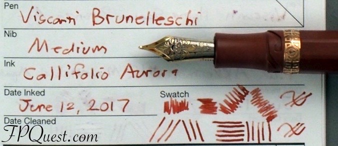 Visconti Brunelleschi (M) with Callifolio Aurora writing sample