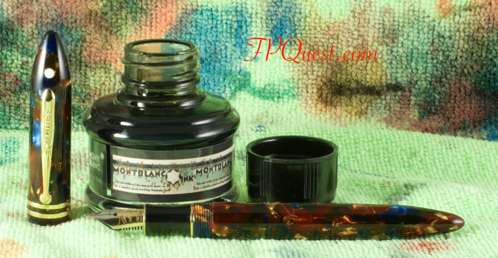 Sheaffer Balance Aspen LE medium nib with Montblanc Permanent Grey ink bottle